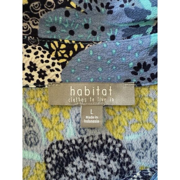 Habitat Floral Blouse Top Flare Flutter Sleeve Tiered Artsy Drapes Classic Large - Picture 14 of 16